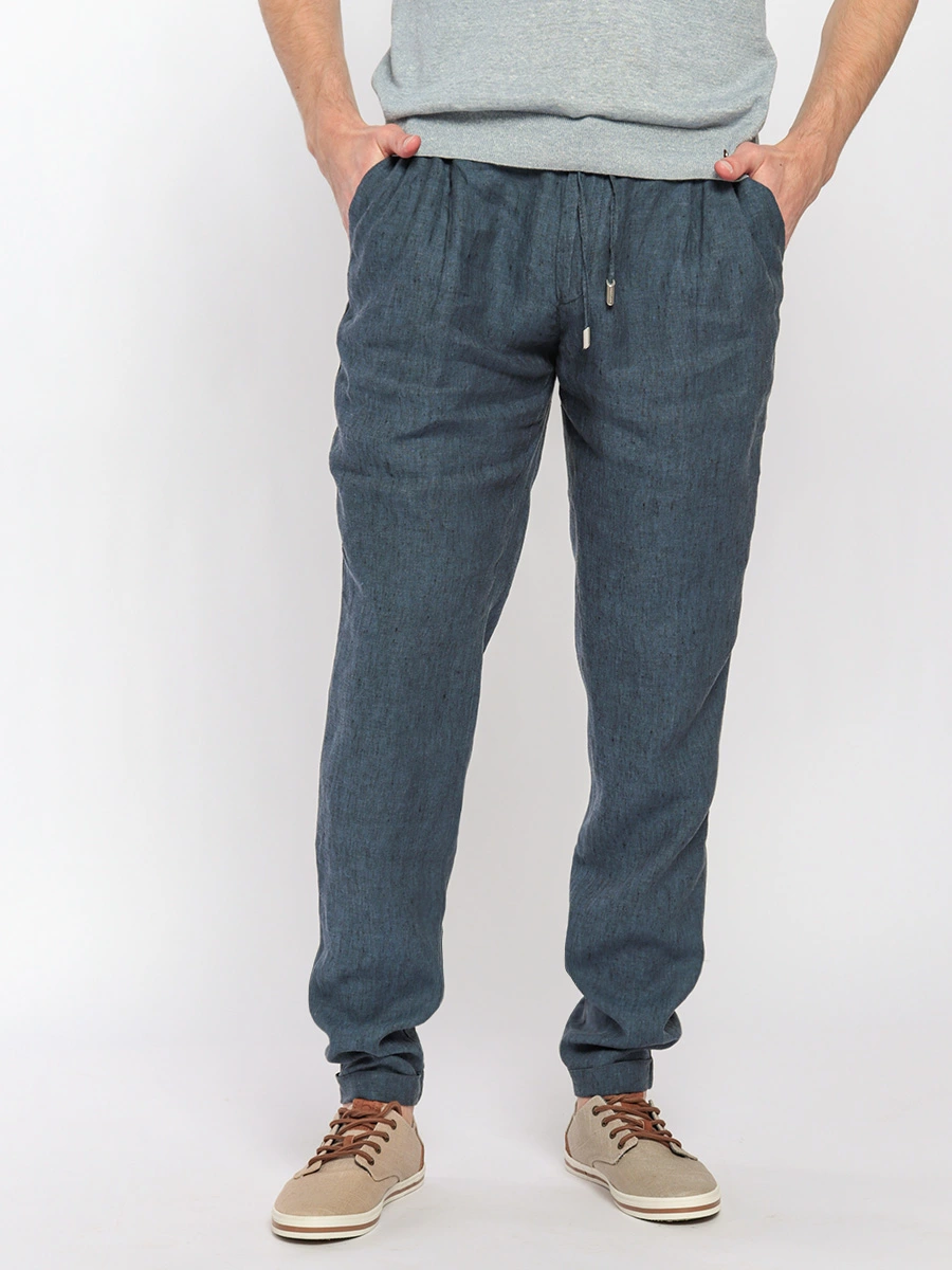 Синие джоггеры изо льна